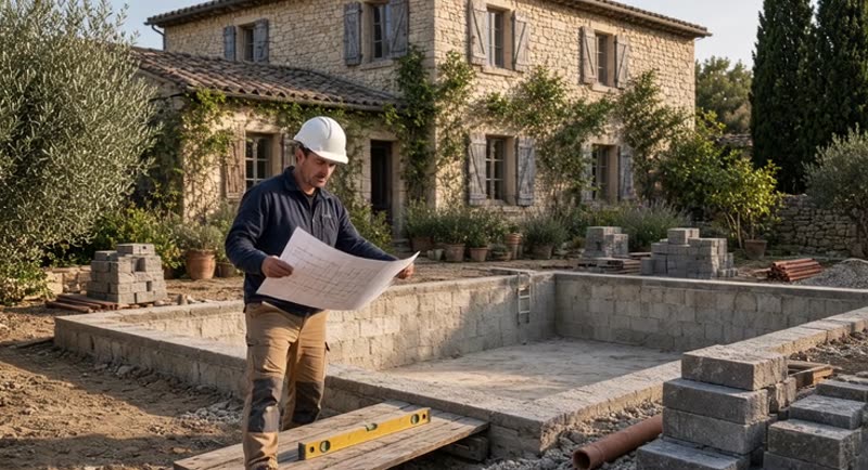 Illustration d’un artisan au travail sur un chantier